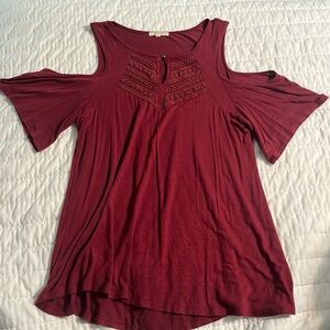 Maroon off the shoulder shirt